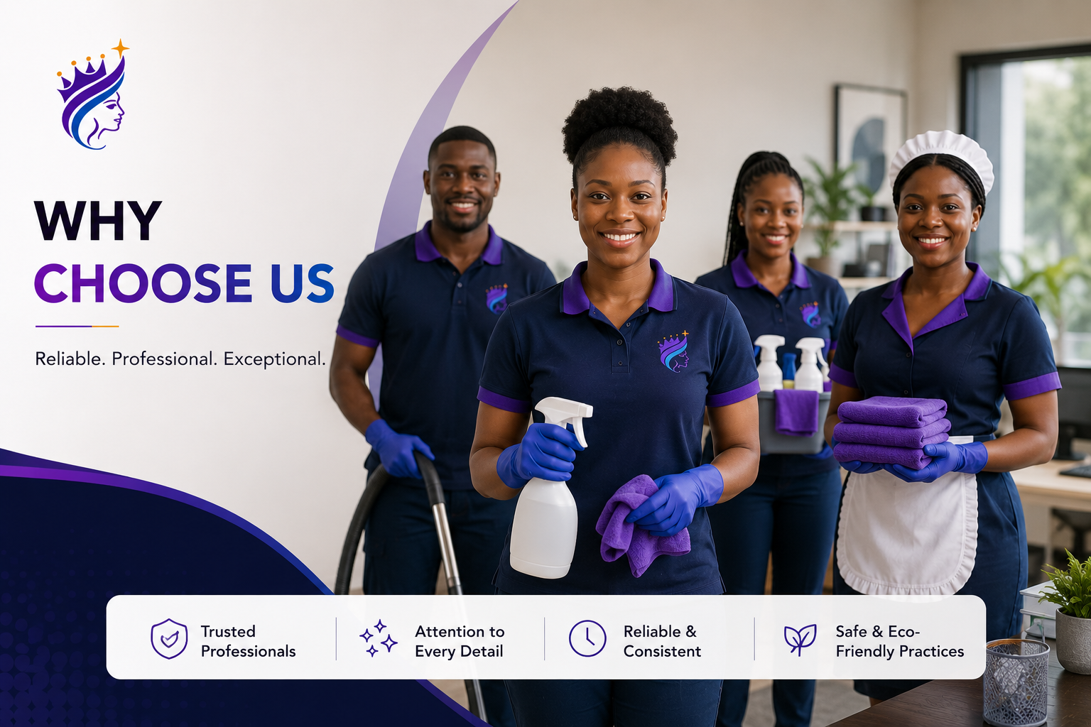 Professional cleaning team at work